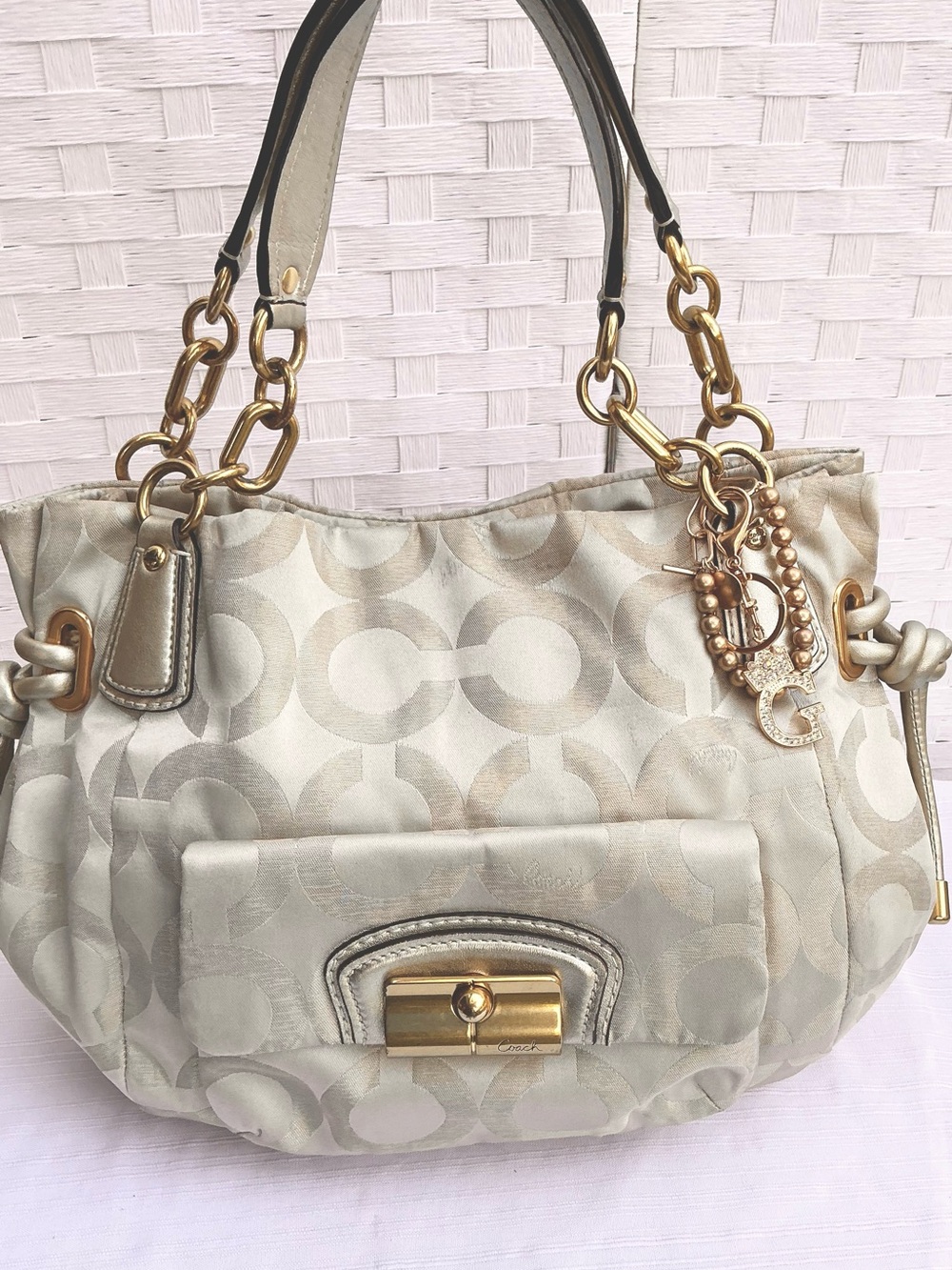 Coach Kristin Lurex Satin Satchel